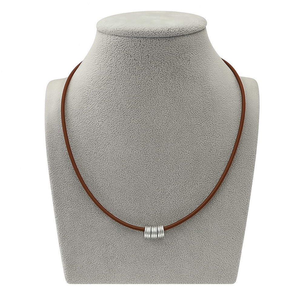 925 Sterling Silver charms on Leather Cord Choker Necklace NEW